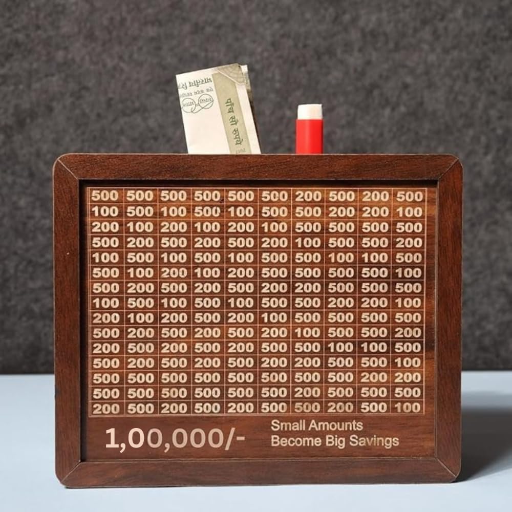 DreamBank: Wooden Savings Bank with Visual Tracker – Daily Motivation Piggy Bank for Goal Saving, Habit Building & Gifting