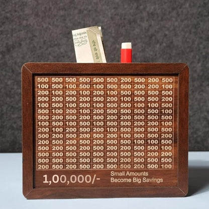 DreamBank: Wooden Savings Bank with Visual Tracker – Daily Motivation Piggy Bank for Goal Saving, Habit Building & Gifting