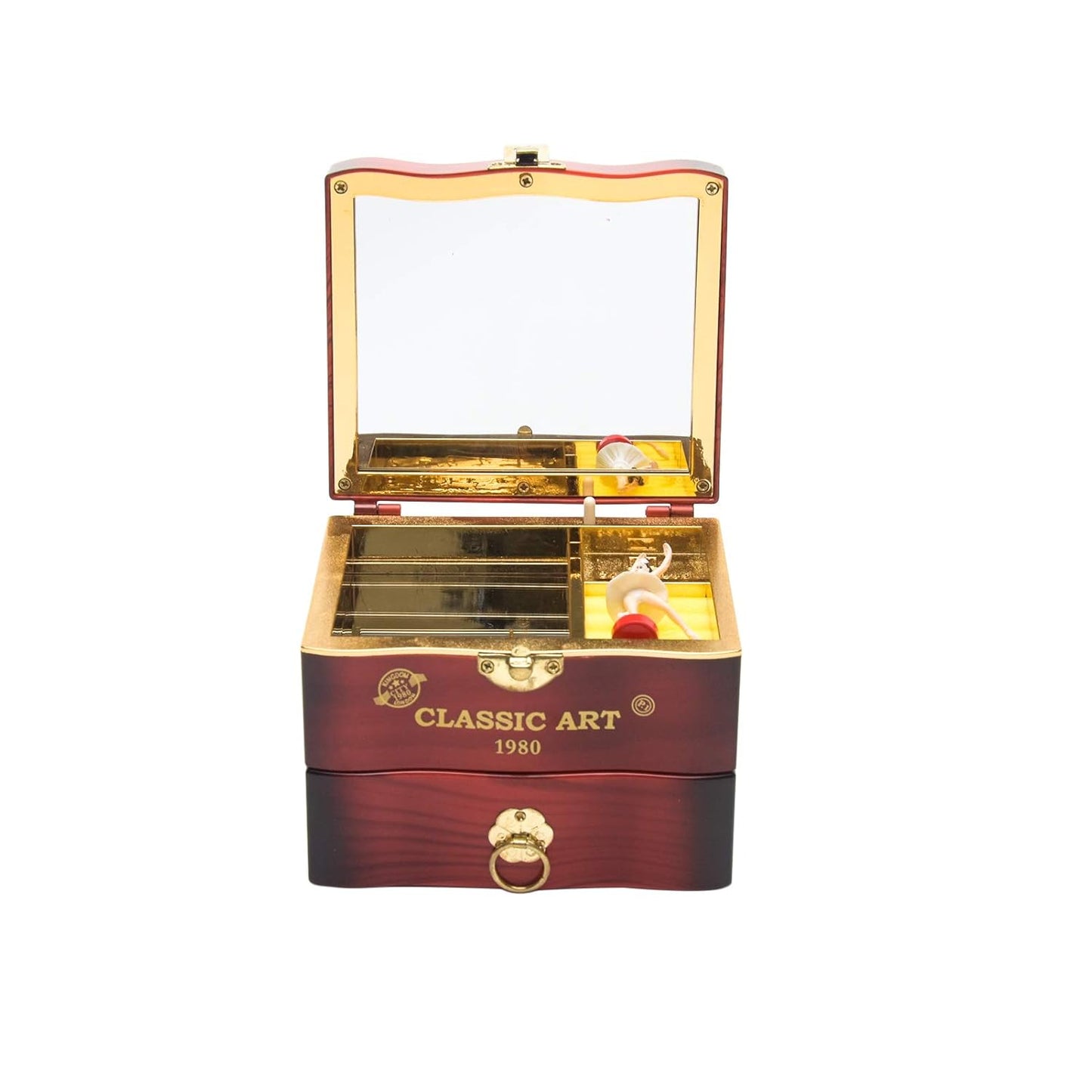 Tinkle: Wind-Up Musical Ballerina Jewelry Box with Mirror, Drawer & Elegant Spinning Dance Design