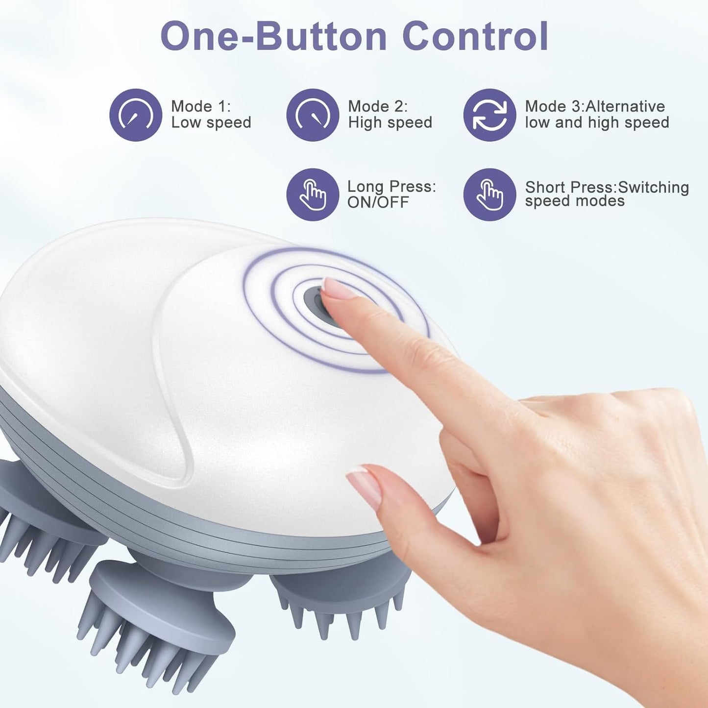 Relivo: Portable 3-Speed Scalp Massager with 96 Kneading Nodes, Handheld Head Massager for Relaxation, Stress Relief & Hair Growth Support