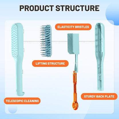 TangleFree: Self-Cleaning Hair Brush with Retractable Bristles for Easy Detangling & Anti-Static Massage