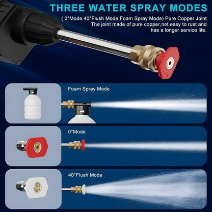 PowerJet: Cordless 48V High-Pressure Car Washer with 12,000mAh Dual Battery, Adjustable Nozzle & 5M Hose for Bike & Car Cleaning