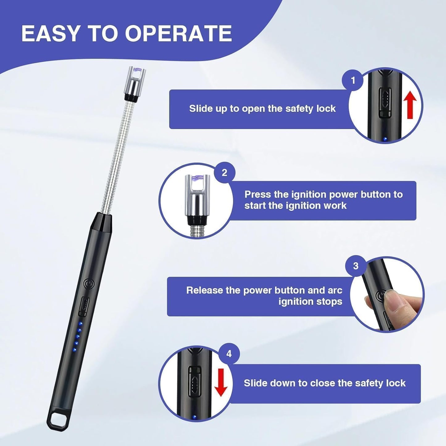 Sparq: Rechargeable Electric Arc Lighter, Windproof with Flexible Neck & USB-C Port for Gas Stove & Candles