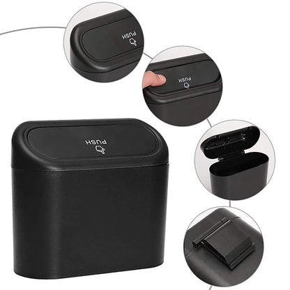 Trashify: Compact Car Push Trash Can with Auto Lid Close Leak-Proof Design & Door Hook Mini Dustbin for Mess-Free Travel