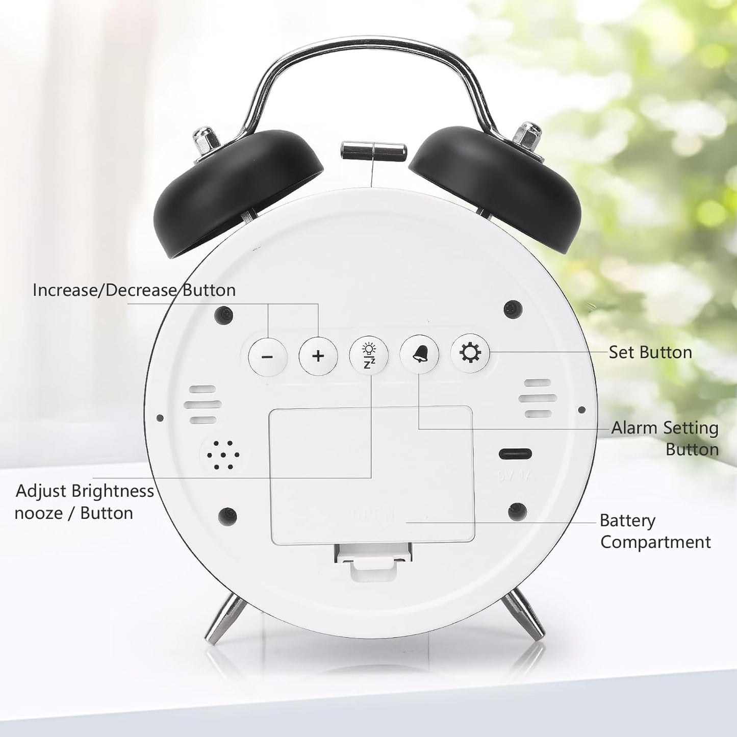 Wakee: Retro LED Alarm Clock with Twin Bells – Extra Loud Battery-Powered Clock for Heavy Sleepers, Stylish Wake-Ups & Desk or Bedroom Decor