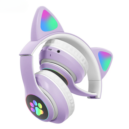 PurrStar: Cat Ear Bluetooth Headphones with LED Lights & Mic, Wireless Over-Ear Headphones, Cute Kitty Design for Music & Gaming (Assorted)