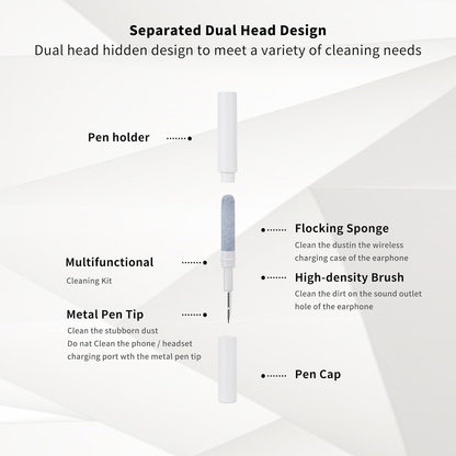 CleanTip: 3-in-1 Earbuds & AirPods Cleaning Pen - Precision Cleaning Tool with Soft Brush, Tip & Sponge