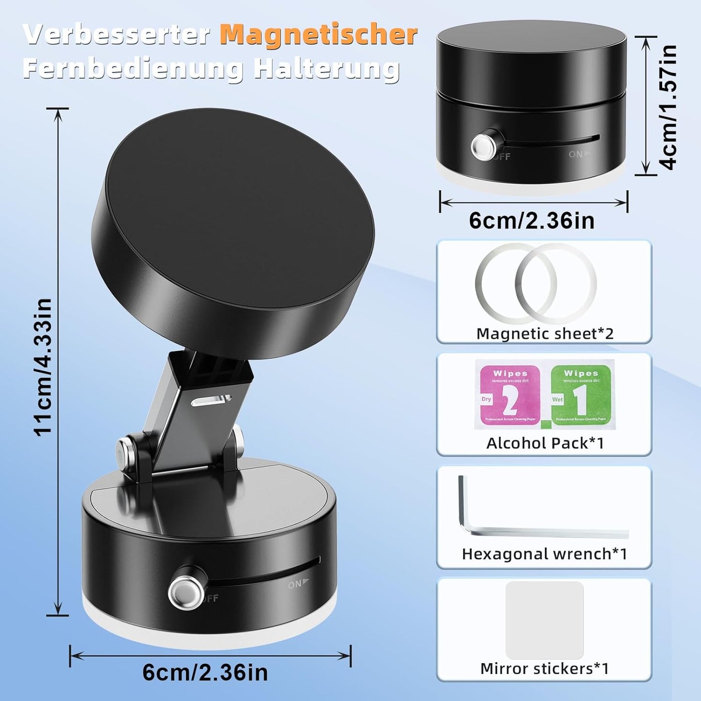 Stickoo: Magnetic Vacuum Suction Phone Holder with Adjustable Foldable Arm, Strong Mount for Car, Shower, Mirror & Smooth Surfaces