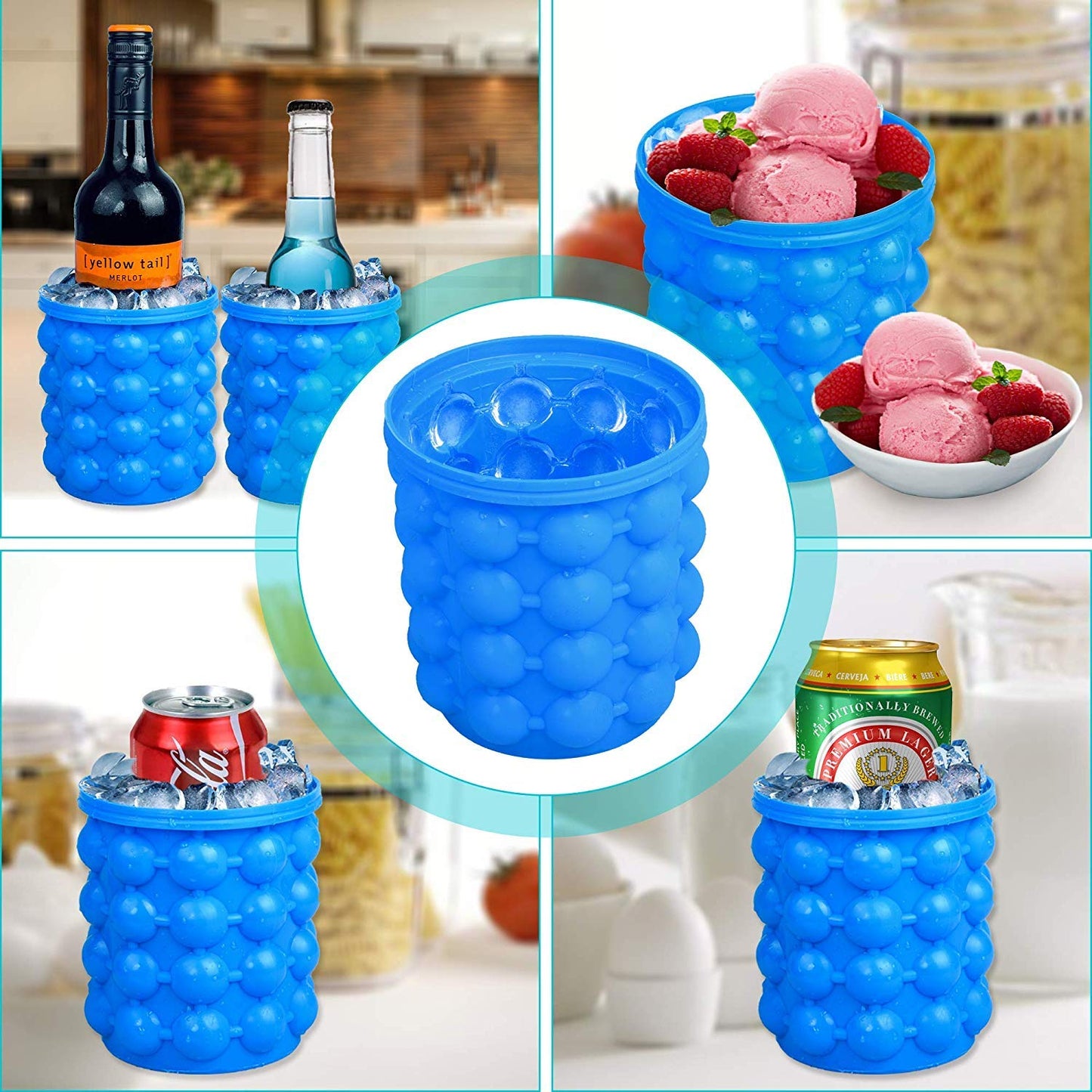 Chillix: 2-in-1 Silicone Ice Cube Bucket with Lid – Ice Tray & Storage Container for Freezers, Cocktails, Whiskey, Cold Beverages & Party Use