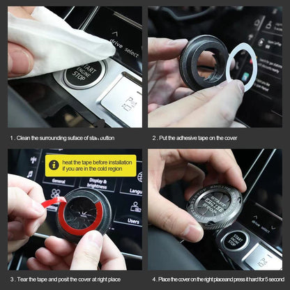 Ignitron: Engine Start/Stop Button Cover with Zinc Alloy Rotary Ring, Stylish Ignition Protector for Cars, SUVs & Motorcycles (Tungsten Gold Finish)