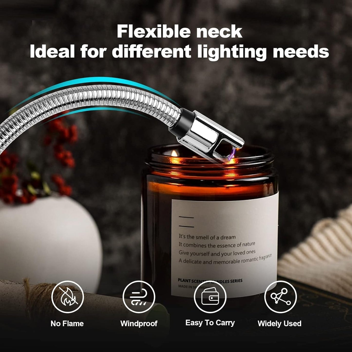 Sparq: Rechargeable Electric Arc Lighter, Windproof with Flexible Neck & USB-C Port for Gas Stove & Candles