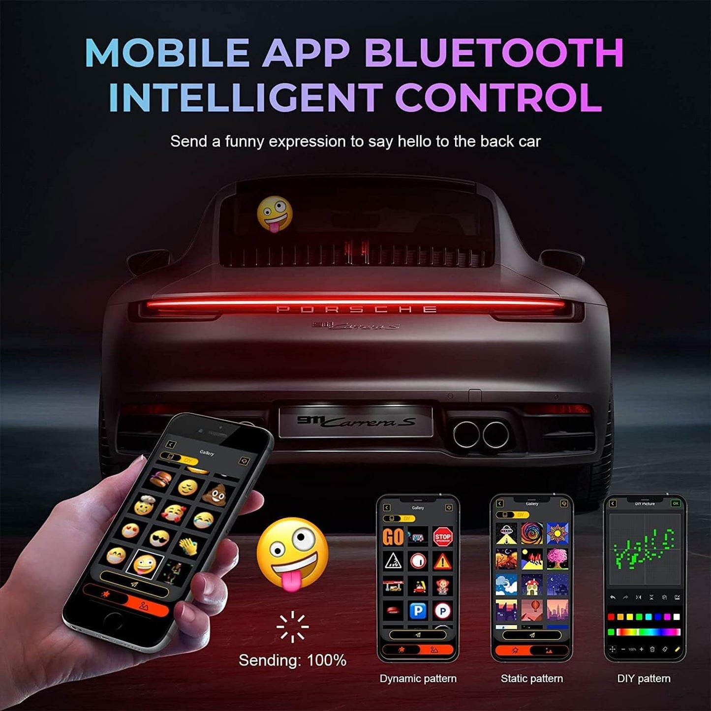 Pixo: Programmable LED Pixel Display Screen with Bluetooth App Control, Custom Text & Animations for Car Windshield & Home Decor 13x13cm