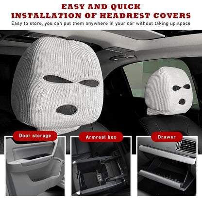 Mugz: Car Seat Mask Headrest Covers (Set of 2) – Universal Fit for Car Interiors, Powerful Decoration & Headrest Protection