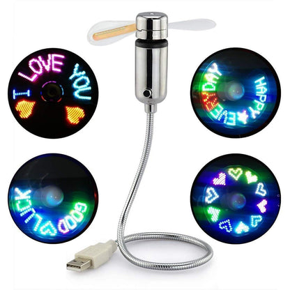 MsgFan: USB Powered LED Fan with Custom Message Programmable Display & Flexible Gooseneck, Ideal for Romantic, Cute Messages & Gifting with Clock