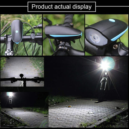 BikeMate: 2-in-1 Rechargeable Bicycle Light with Horn, Waterproof LED Headlamp with 3 Light Modes & 140dB Bike Bell for Night Rides & Cycling Safety