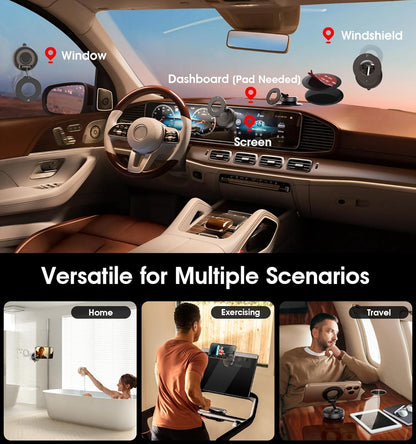 MagStik: Magnetic Vacuum Suction Phone Mount, 360° Rotating Car Phone Holder with Hands-Free Secure Grip for Dashboard, Windshield, Gym & Mirror