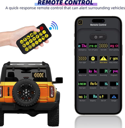 Pixy: RGB LED Matrix Display Panel with App & Remote Control, Flexible Pixel Sign Board for Cars, Rooms, Offices & Custom Scrolling Messages (7" × 3")