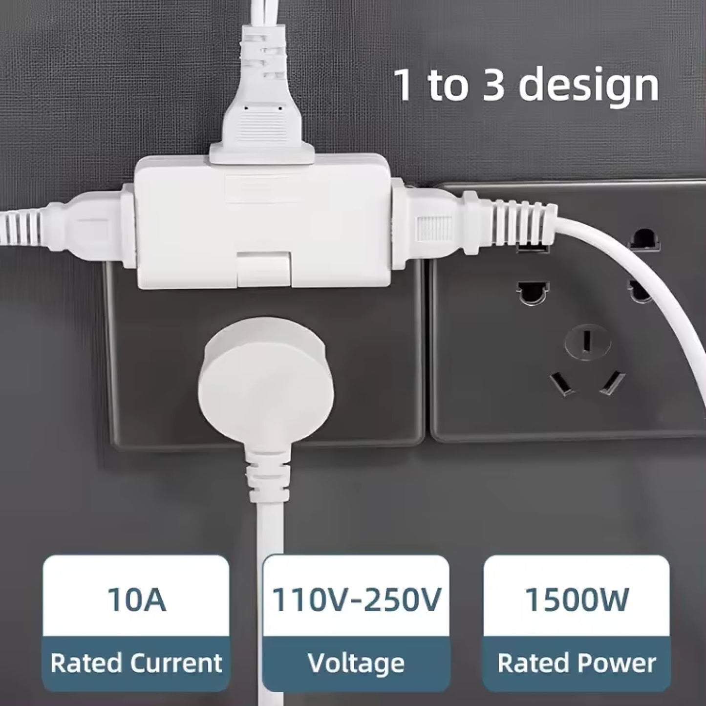 FlexiPlug: 2Pcs — 3-in-1 Foldable Multiplug Adapter with 180° Rotation & Slim Design for Cramped Spaces, Travel, Desk & Daily Use