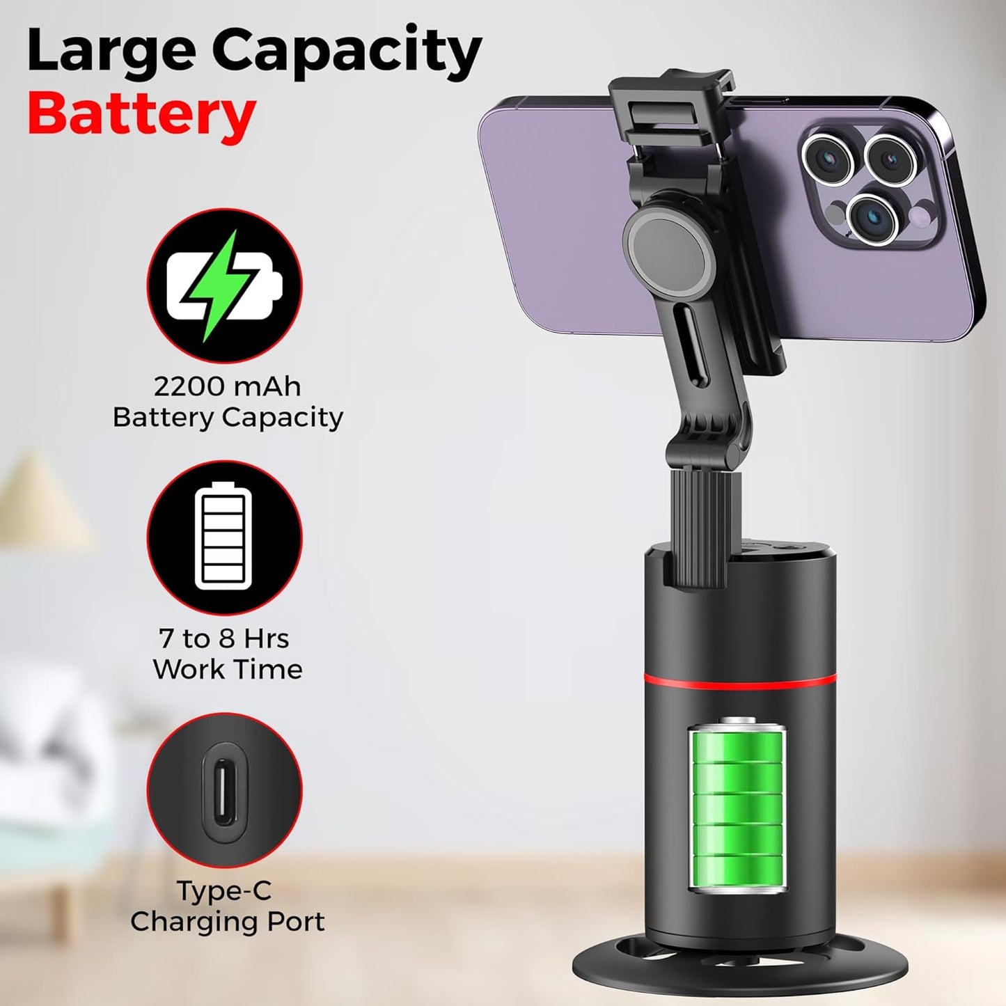 Create360: 360° Face Tracking Phone Holder with Auto Motion, Gesture Control & Remote for Vlogging, Streaming & Video Recording