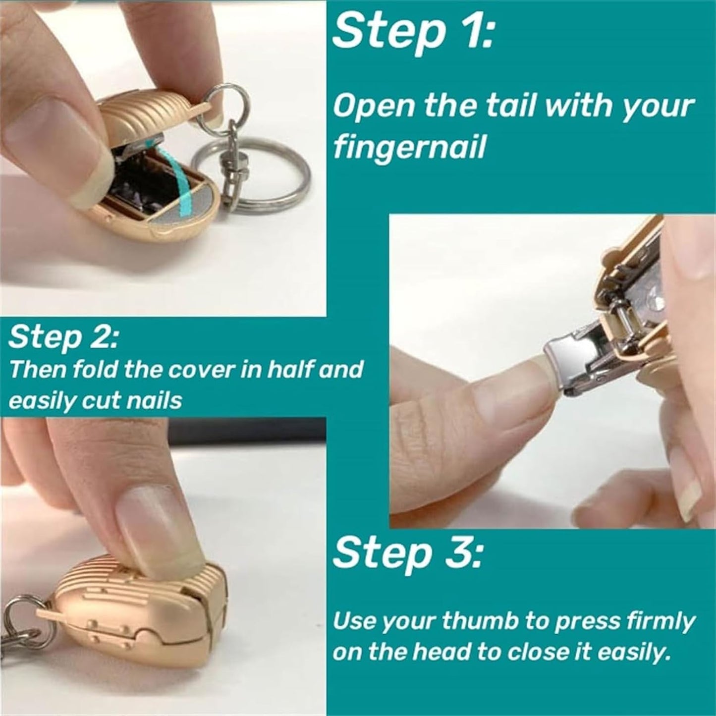 Clipzi: Folding Nail Clipper Keychain in Suitcase Design, Ultra-Portable Stainless Steel Nail Cutter with Built-In File for Travel, Grooming & Everyday Carry
