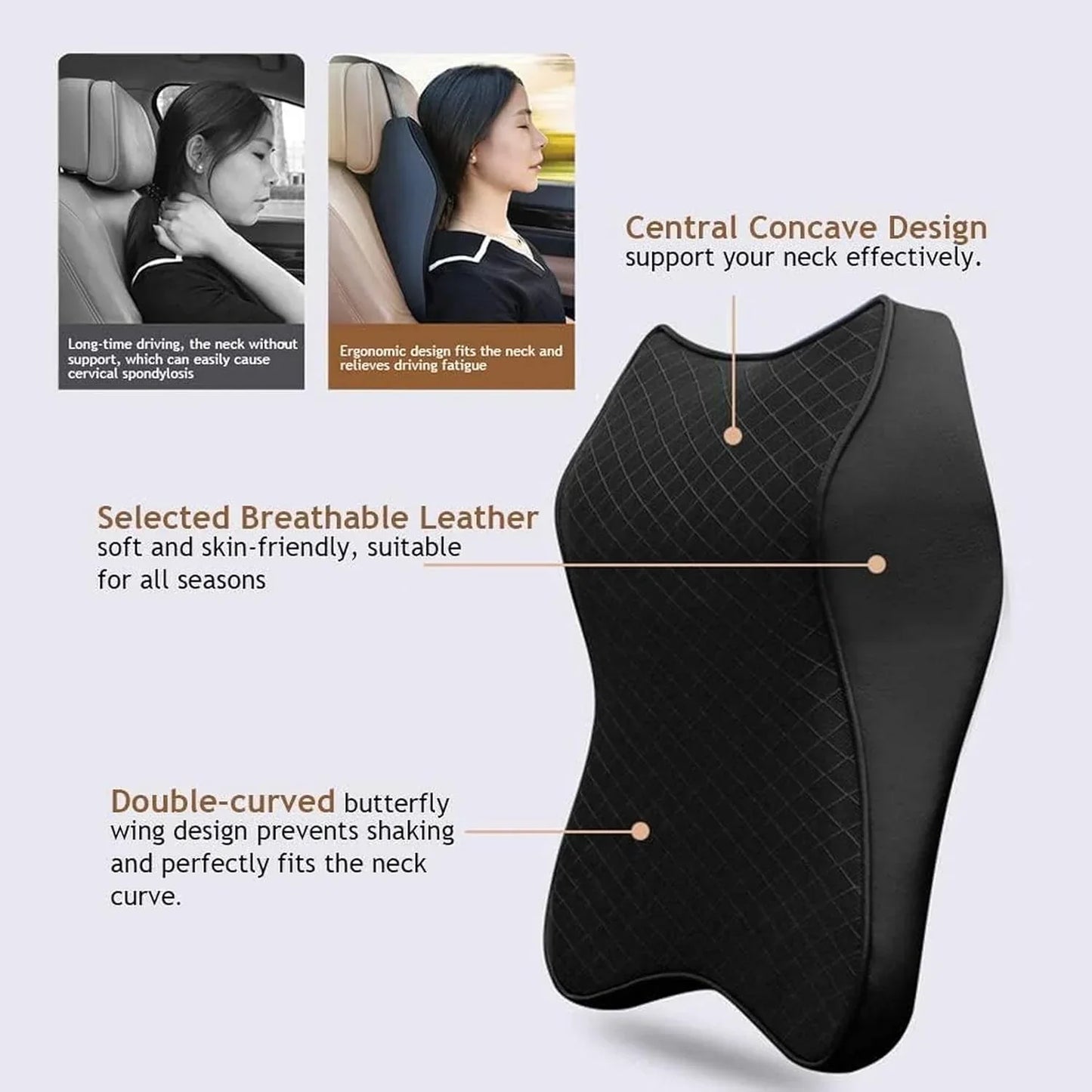 RoadEase: Ultra-Soft Memory Foam Car Neck Pillow with Ergonomic Support & Washable Velvet Cover for Comfortable Rides