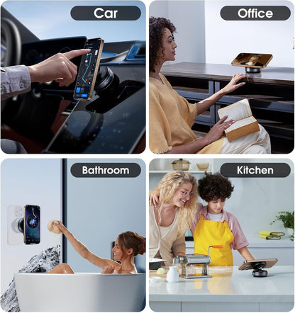 Stikko: Magsafe Strong Rotatable Suction Phone Holder for Car, Shower, Gym, Mi – Includes Magnet Ring