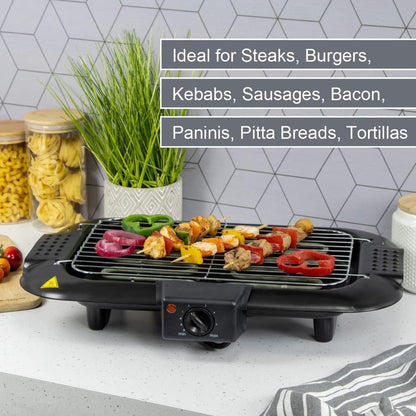 EzBBQ: 2000W Electric Barbecue Grill with Adjustable Temperature, Smokeless Design & Removable Drip Tray for Indoor & Outdoor Cooking