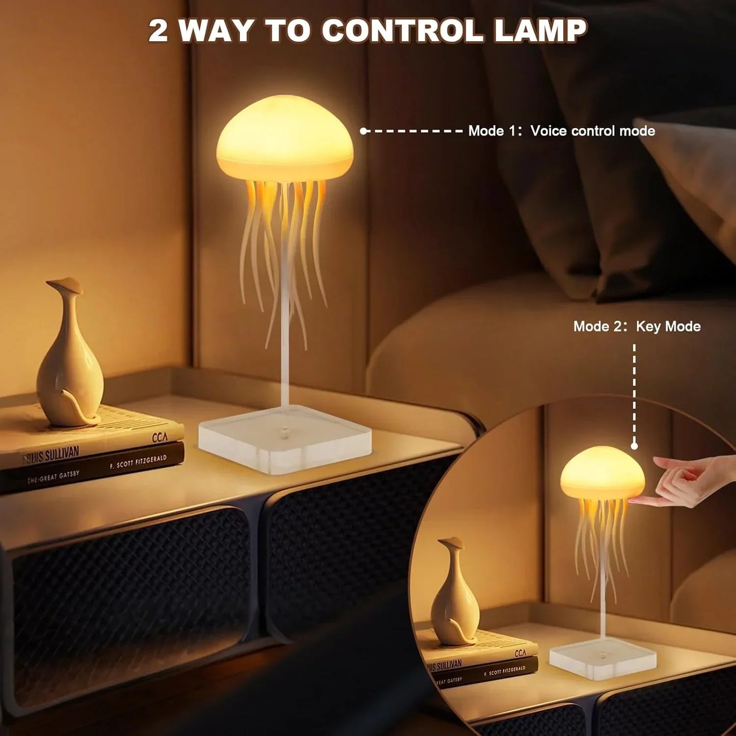 Jelly: Viral RGB Jellyfish Lamp with Voice Control, Dancing Legs & USB-C Rechargeable Design (Hanging + Base)