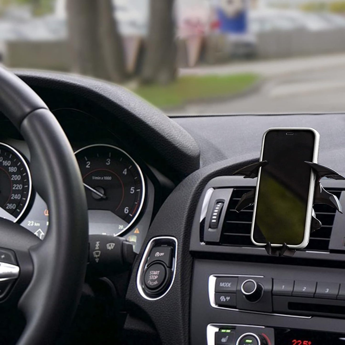 BatHold: Dark Bat-Inspired Gravity Car & Desk Phone Holder, Automatic Locking Bat-Shaped Mount for Hands-Free Use, Unique Gift for Men & Desk Accessories