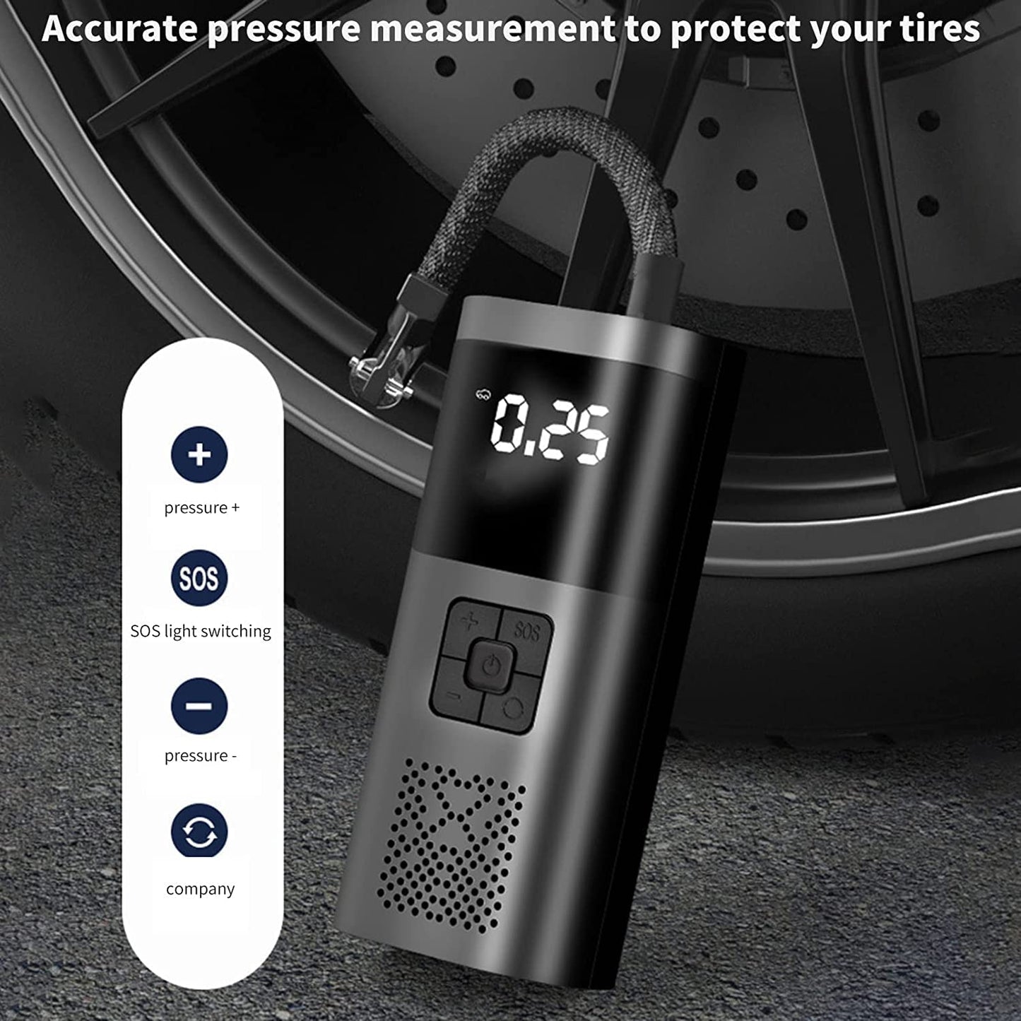 Inflato: Portable Tire Inflator & Power Bank – 150PSI Air Pump with Digital Gauge, LED Light, Heat Dissipation & 8000mAh Battery for Bikes, Cars & Emergencies