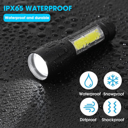 Flashy: 2-in-1 Rechargeable LED Flashlight with Adjustable Zoom & COB Side Light, Mini Pocket Torch with 3 Modes for Camping, Hiking & Emergency Use