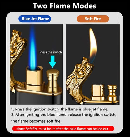 Dragor: Windproof Double-Jet Flame Torch Lighter with Dragon Design, Refillable Butane Gas Metal Lighter for Cigars, Cigarettes & Unique Gifting for Men