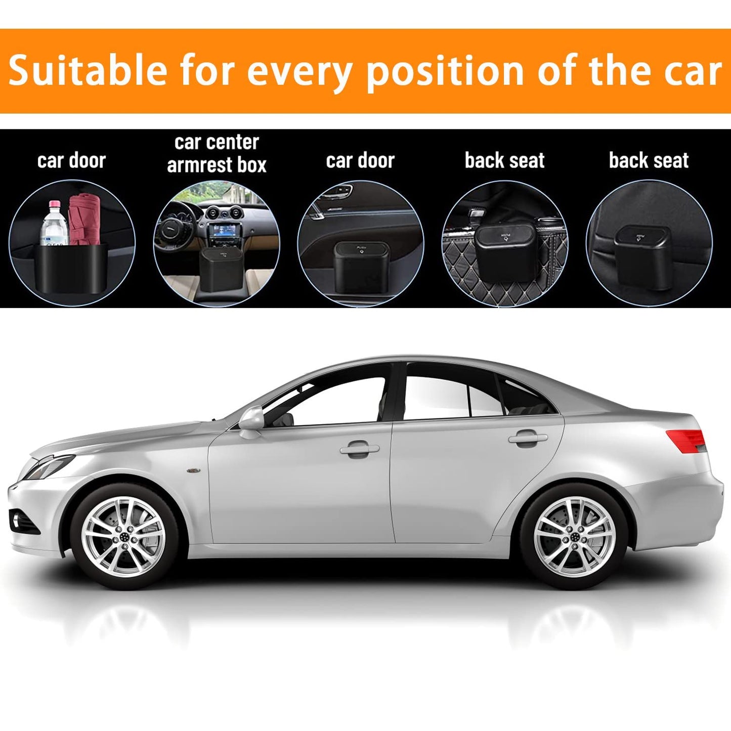 Trashify: Compact Car Push Trash Can with Auto Lid Close Leak-Proof Design & Door Hook Mini Dustbin for Mess-Free Travel