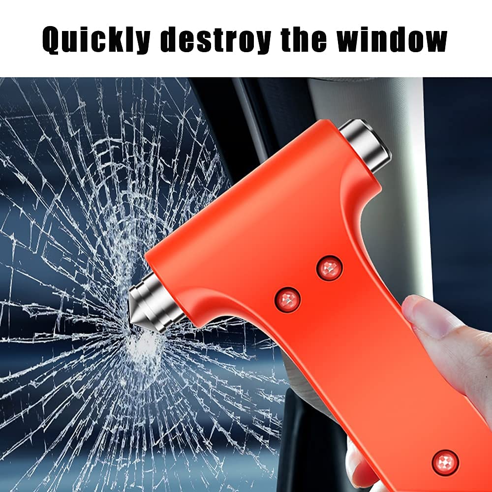 BreakOut: Emergency Car Glass Breaker & Seatbelt Cutter, Dual Steel-Headed Safety Hammer for Quick Escape During Accidents or Emergencies