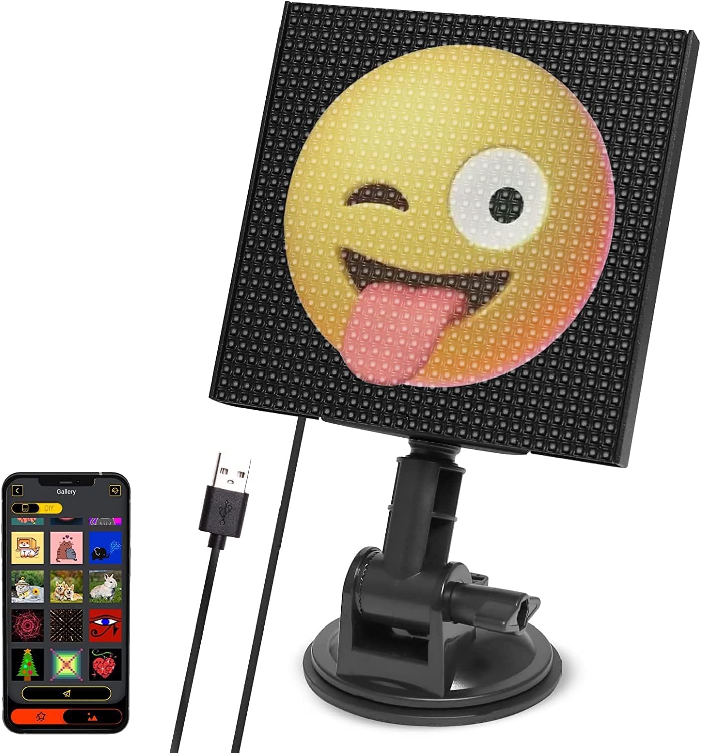 Pixo: Programmable LED Pixel Display Screen with Bluetooth App Control, Custom Text & Animations for Car Windshield & Home Decor 13x13cm