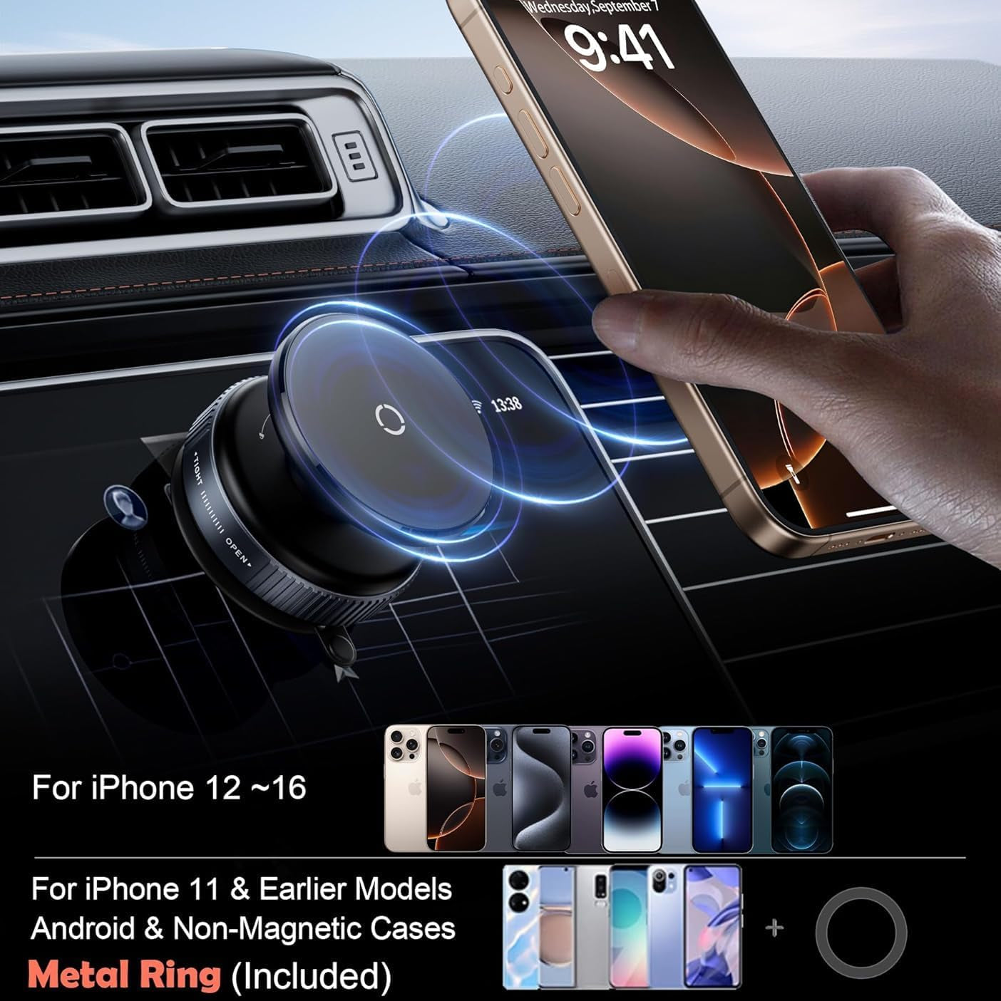 Stikko: Magsafe Strong Rotatable Suction Phone Holder for Car, Shower, Gym, Mi – Includes Magnet Ring