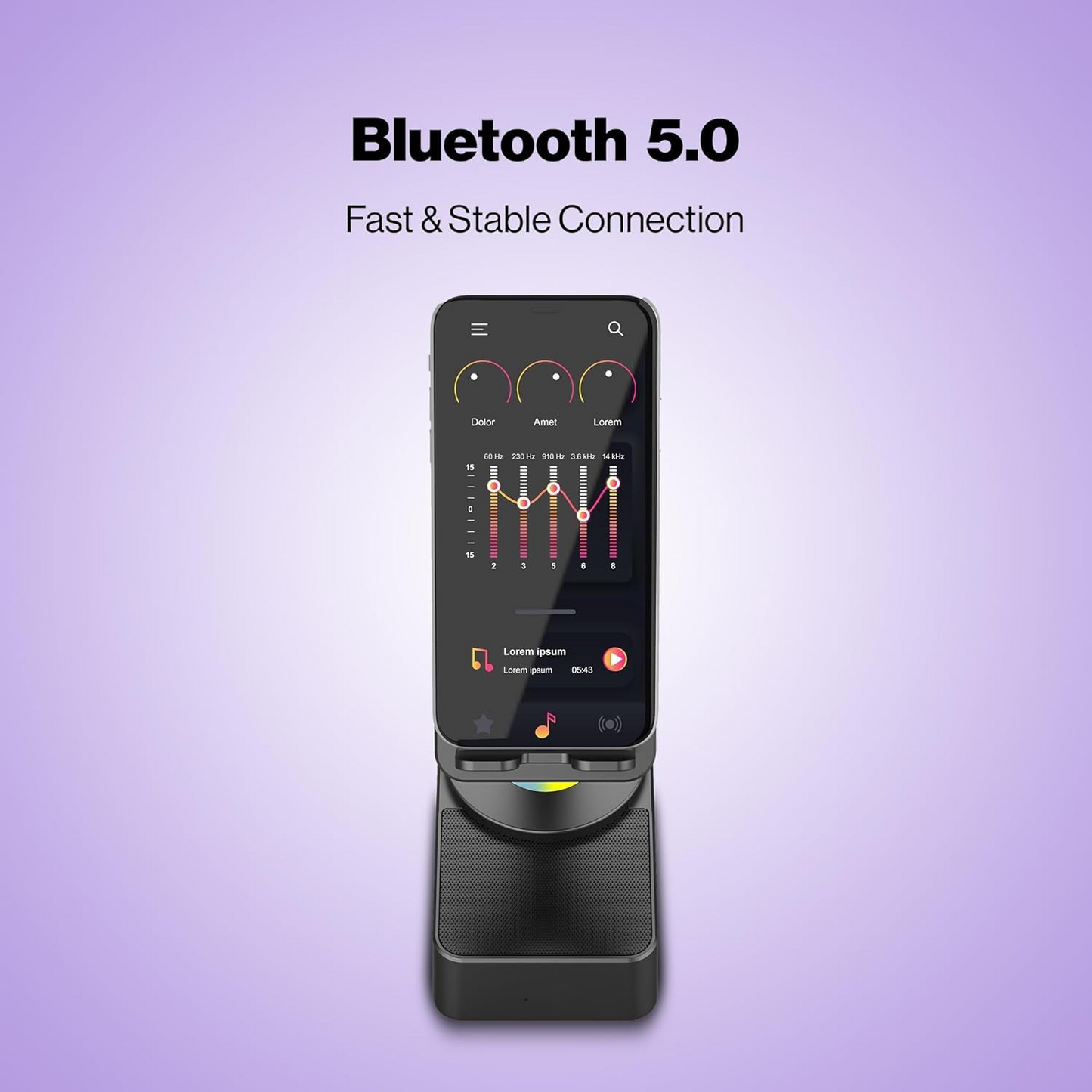 Luvo: 3-in-1 Foldable Phone Stand with Bluetooth Speaker & 360° Rotation, Portable Desk Holder with Wireless Audio, Hands-Free Viewing & Compact Travel-Friendly Designea