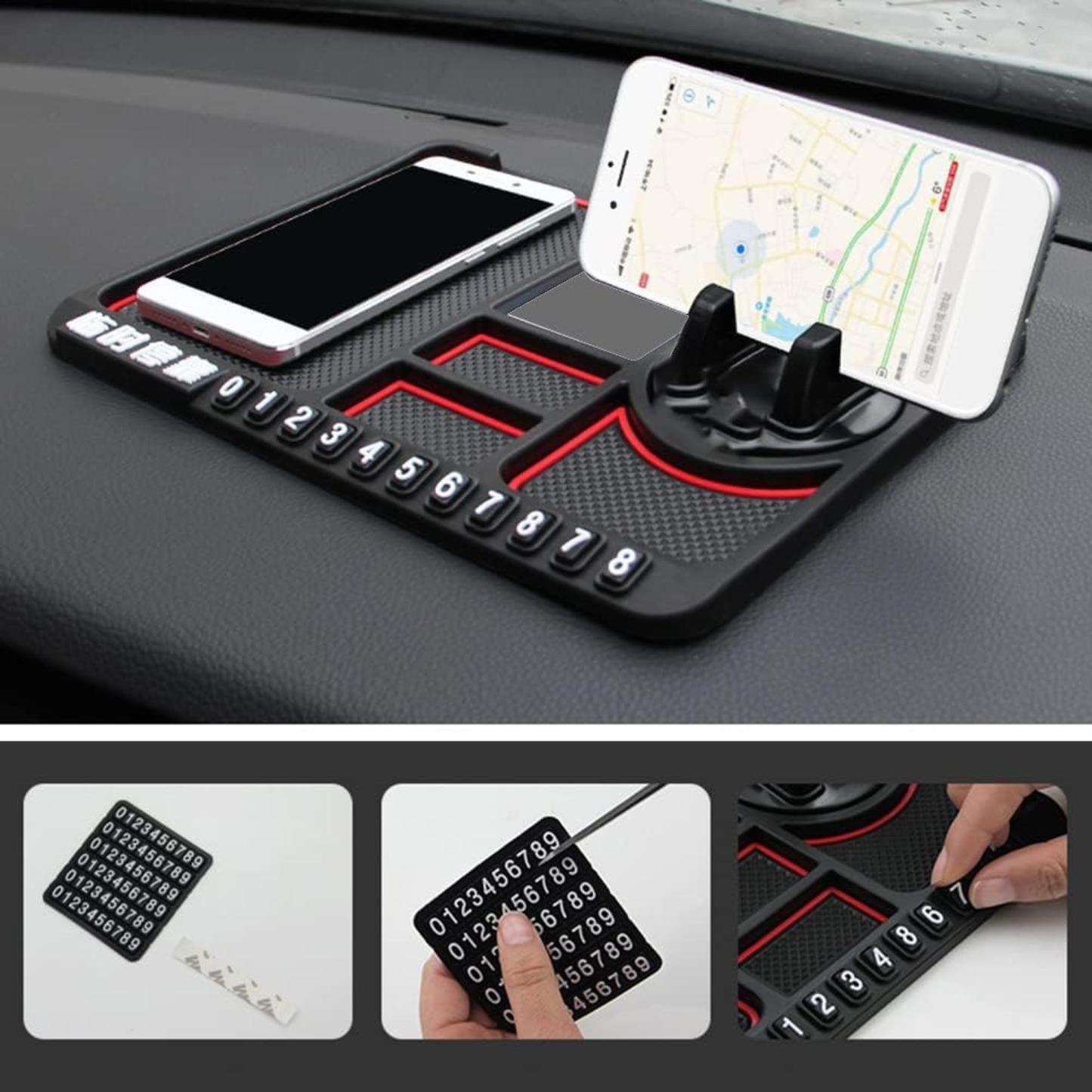 DashGrip: Anti-Slip Dashboard Mat & Universal Smartphone Holder for Cars, Non-Slip Silicone Phone Mount with Secure Grip for Car Interior Dashboard Use