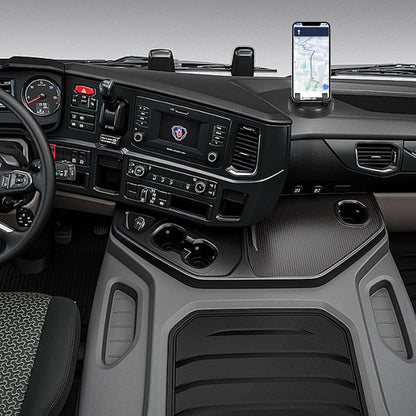 DashDock: Car Dashboard Phone Holder with Non-Slip Base, Anti-Fall Mount with Built-In Parking Number Display & Passive Speaker Amplifier for Hands-Free Driving