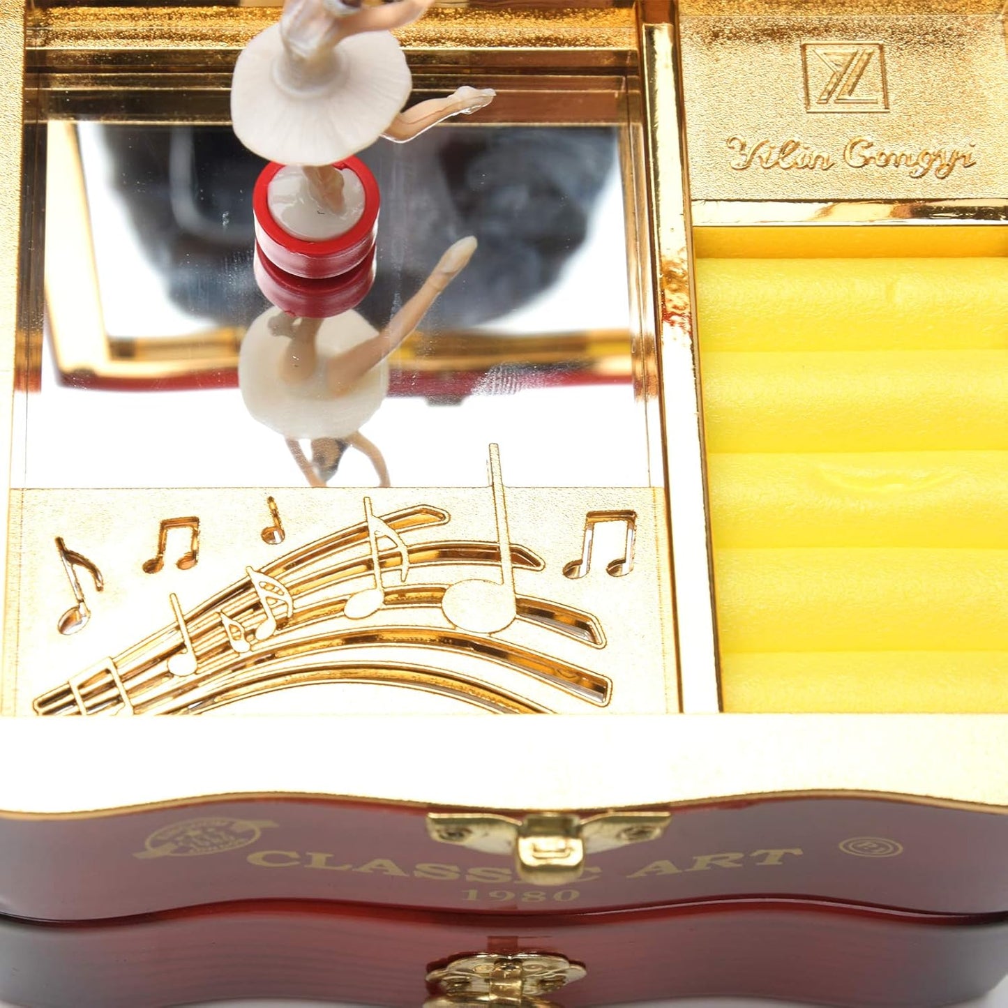 Tinkle: Wind-Up Musical Ballerina Jewelry Box with Mirror, Drawer & Elegant Spinning Dance Design
