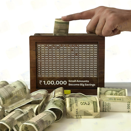 DreamBank: Wooden Savings Bank with Visual Tracker – Daily Motivation Piggy Bank for Goal Saving, Habit Building & Gifting