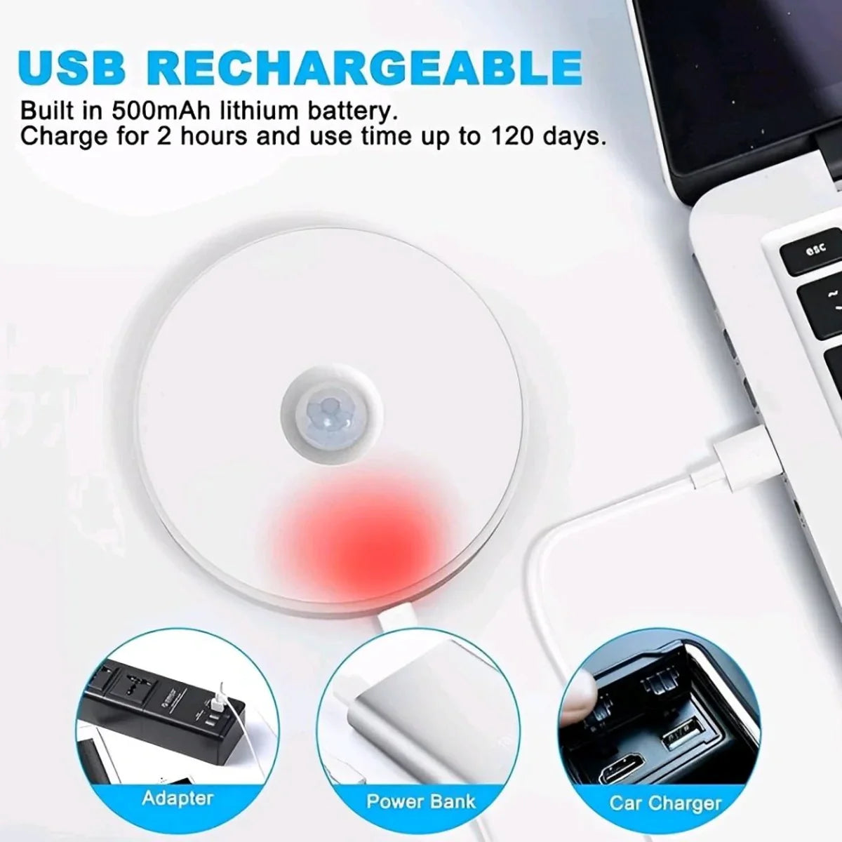 Lumiq: Motion Sensor LED Night Light, USB Rechargeable, Auto-On Cabinet Light with Warm Glow for Wardrobe, Stairs, Hallway, Kitchen & Closet Use