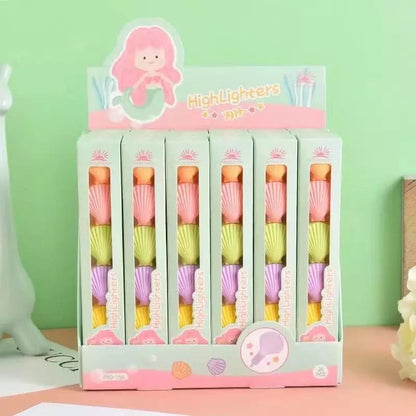 Shelly: 5-Color Stackable Sea-Shell Highlighters (Set of 6) – Fun & Colorful Markers for Kids & Journaling