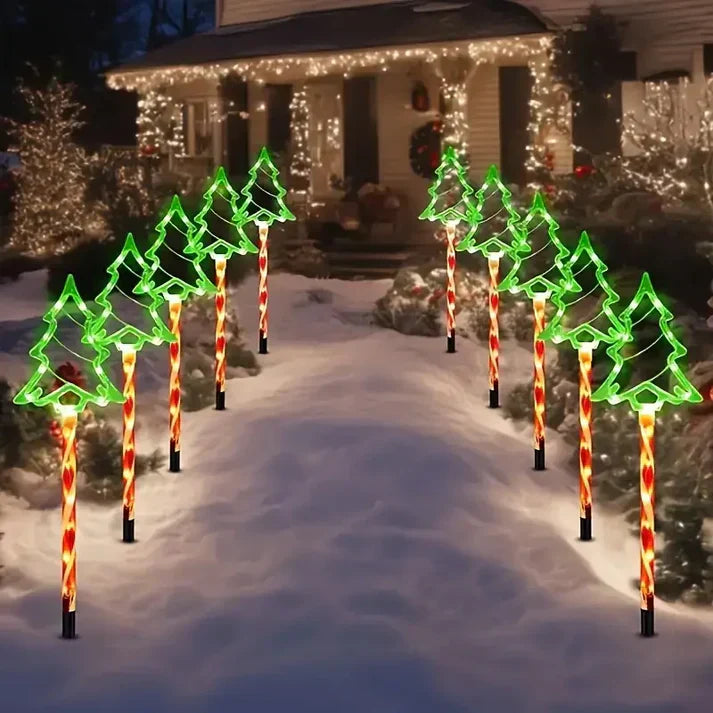 Twinkly: Solar LED Christmas Tree Garden Lights, Waterproof Outdoor Décor with Auto On/Off, 8 Modes & Festive Glow for Pathways, Patios, Yard