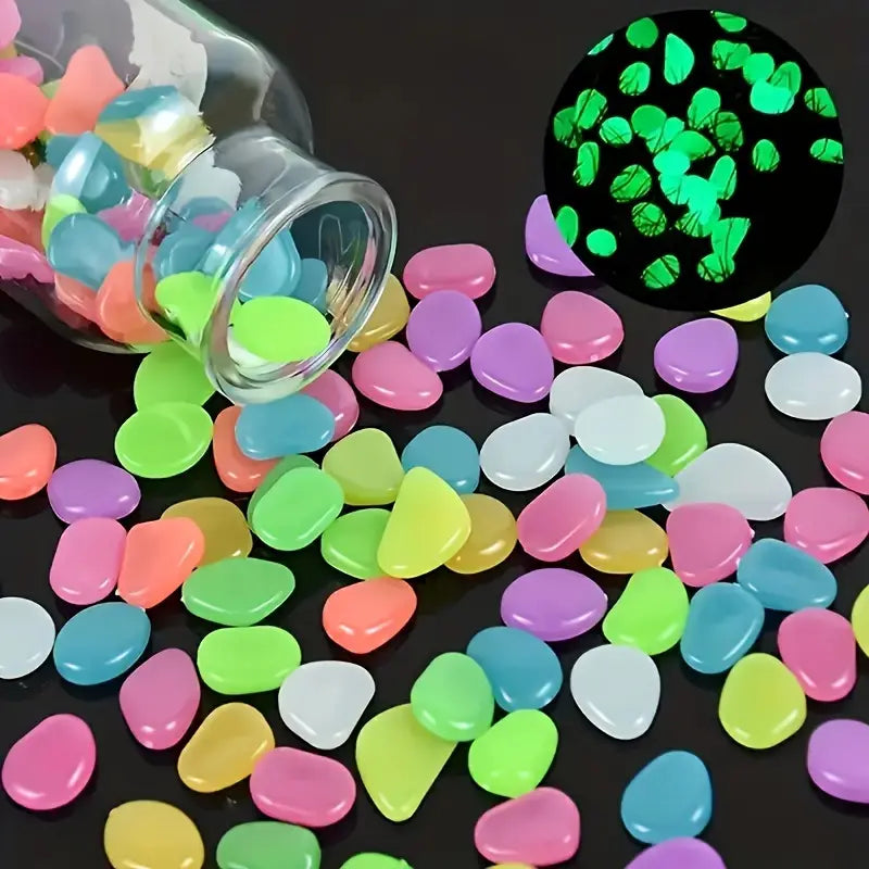 GlowRock: Glow-in-the-Dark Pebble Set for Balcony, Garden, Aquarium & Magical Ambience (Pack of 100)