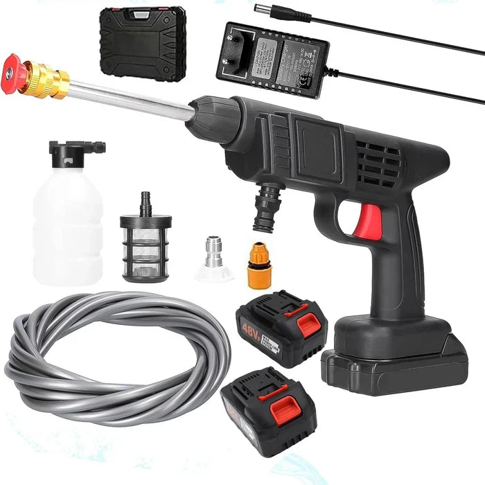 PowerJet: Cordless 48V High-Pressure Car Washer with 12,000mAh Dual Battery, Adjustable Nozzle & 5M Hose for Bike & Car Cleaning