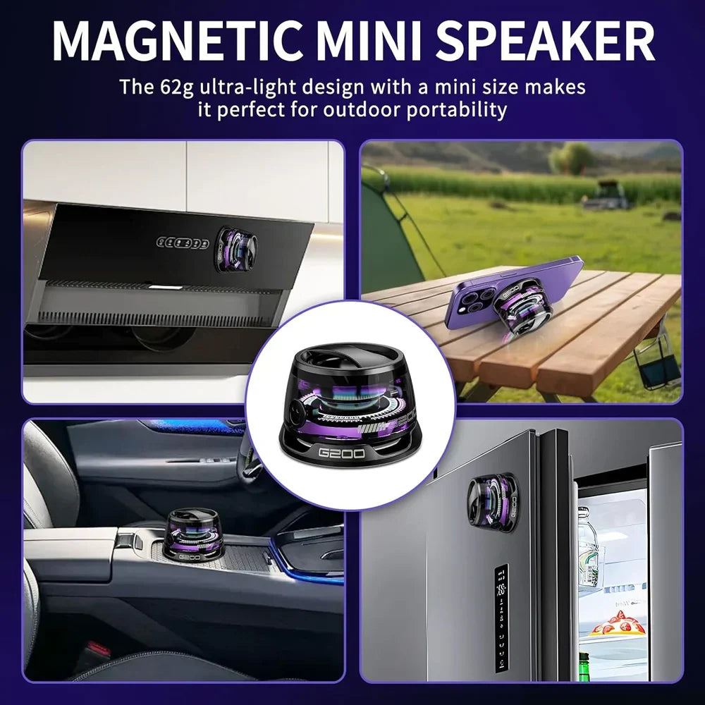 Voxa: Bluetooth Speaker with Magsafe Magnetic Mount, RGB Lights & Clear Transparent Design, Works as Phone Stand for Travel, Adventure & Gamers