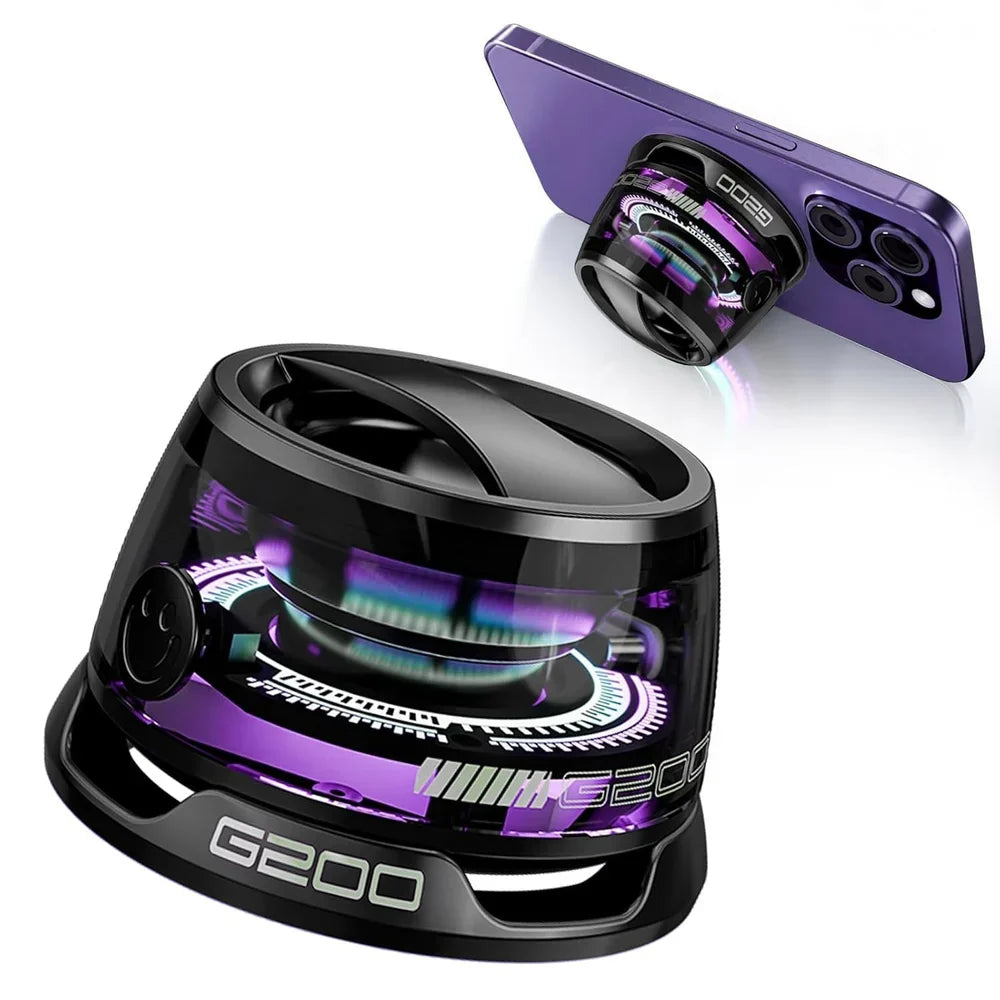 Voxa: Bluetooth Speaker with Magsafe Magnetic Mount, RGB Lights & Clear Transparent Design, Works as Phone Stand for Travel, Adventure & Gamers