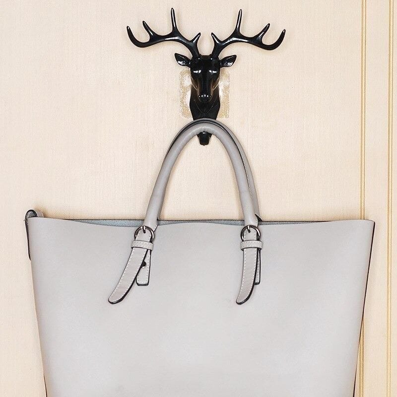 Velora: 2Pcs Heavy Duty Deer Head Antler Wall Hook with Adhesive Wall Mount Elegant Home Door Design for hanging keys, bags, Hat & Accesories
