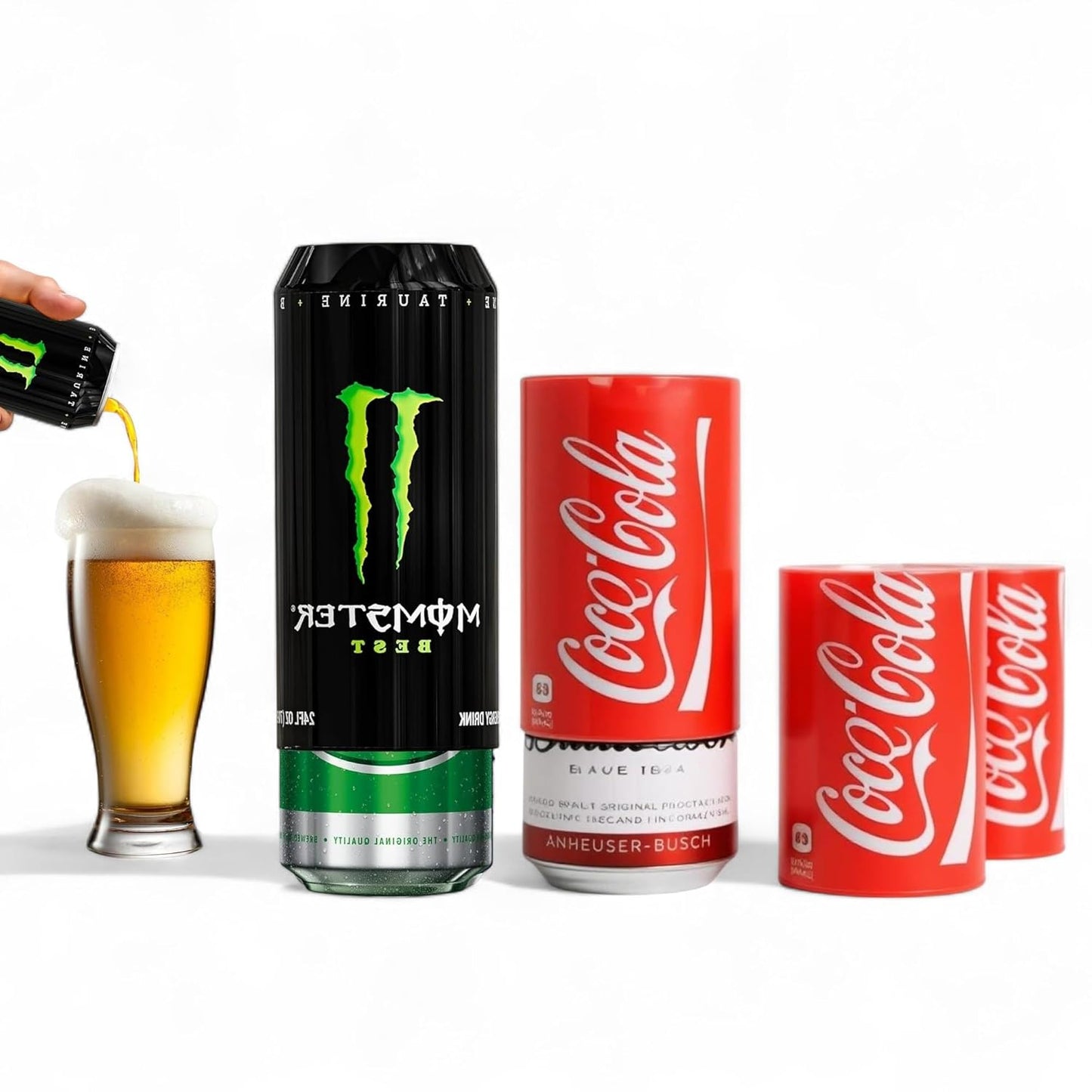 Boozie: 2Pc Silicone Beer Can Sleeves with Insulation, Soda for 550ML Cans – Looks Like Regular Soda Can | Hide Alcoholic Beverage Easily | Cola & Monster (2Pc Random)
